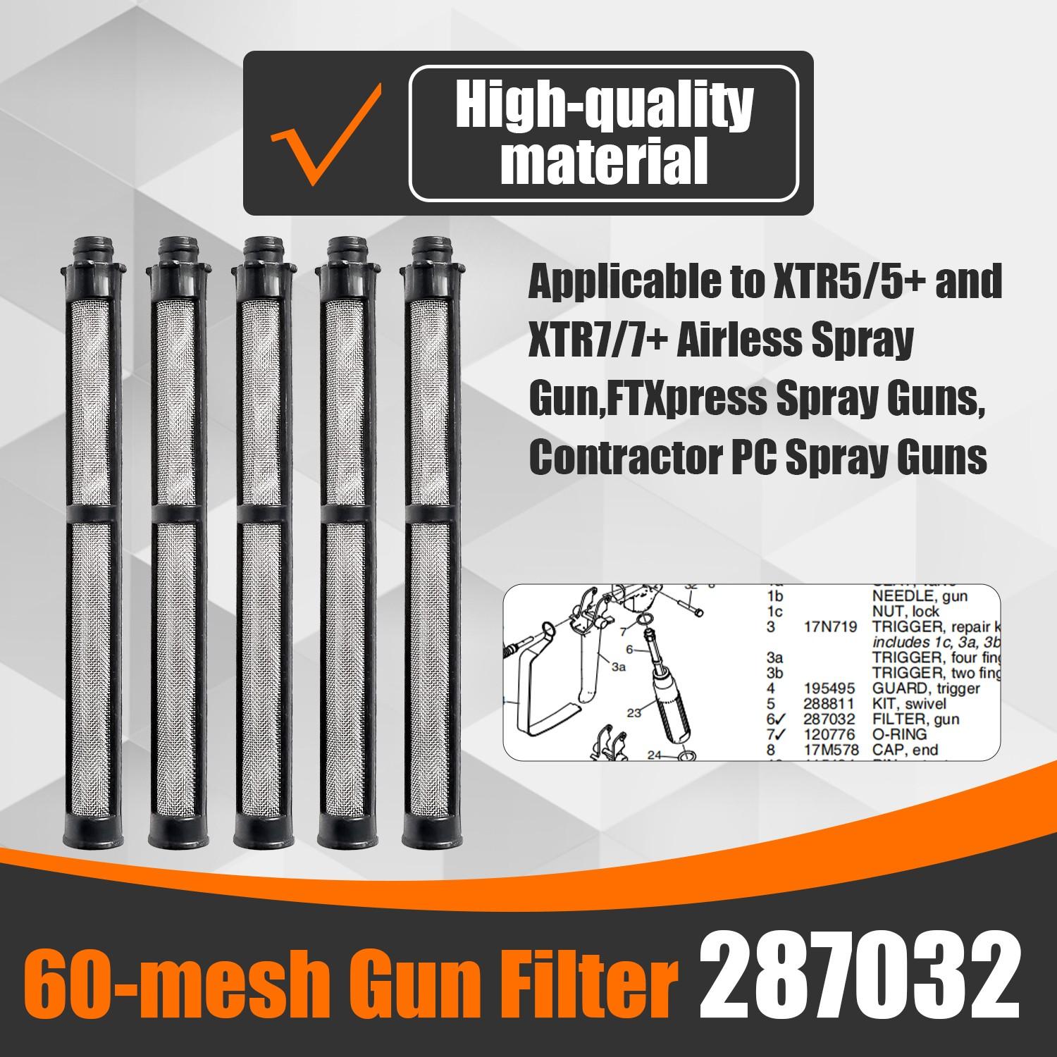 246385 246384 287032 Filter Set for Graco 390 395 490 495 595 3400 Sprayer – Stainless Steel Paint Sprayer Replacement Filters for Pump, Gun & Suction Tube