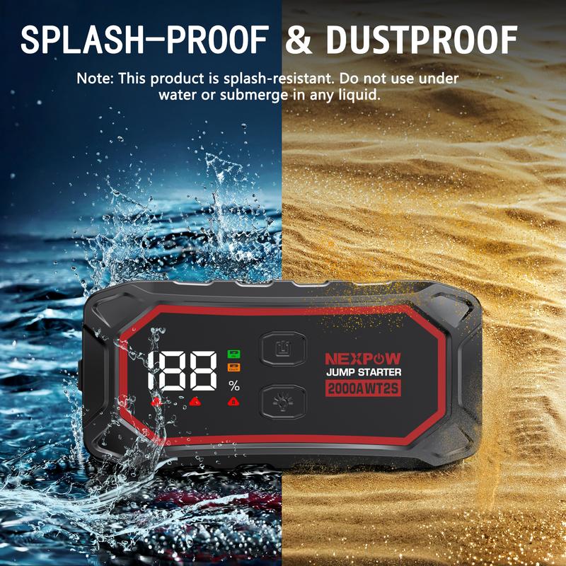 NEXPOW Car Jump Starter, 2000A Peak Car Jumper Starter Battery Pack for Up to 8.0L Gas & 6.0L Diesel Engines, 12V Portable Jump Box with 3 Modes Flashlight and Jumper Cable NEXPOW Car Jump Starter, 2000A Peak Car Jumper Starter Battery Pack for Up to 8.0L Gas & 6.0L Diesel Engines, 12V Portable Jump Box with 3 Modes Flashlight and Jumper Cable