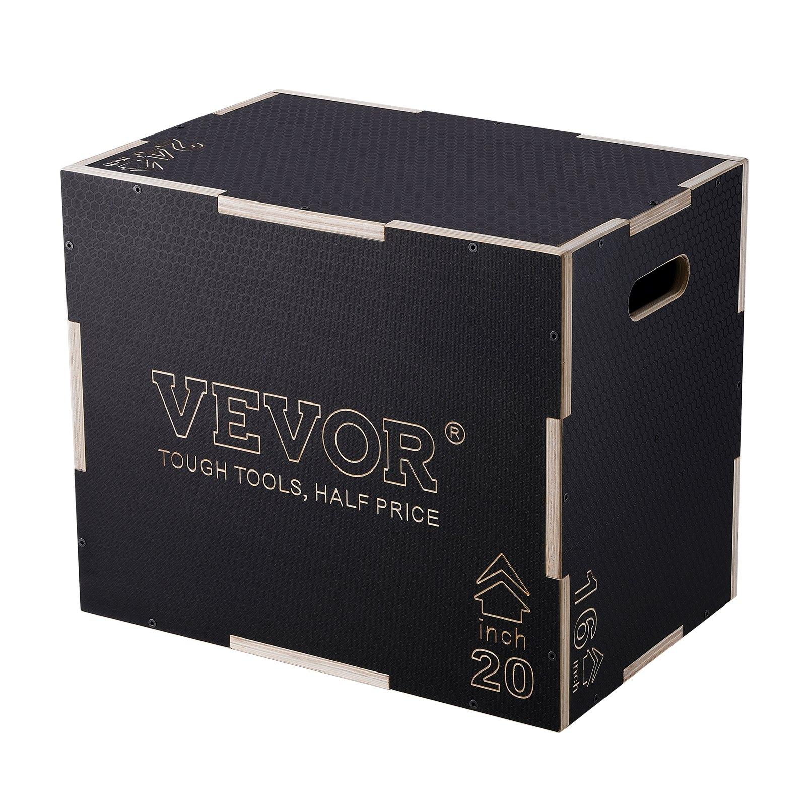 【FathersDayGift】VEVOR 3 in 1 Plyometric Jump Box, 24/20/16 Inch Wooden Plyo Box, Platform & Jumping Agility Box, Anti-Slip Fitness Exercise Step Up Box for Home Gym Training, Conditioning Strength Training, Black
