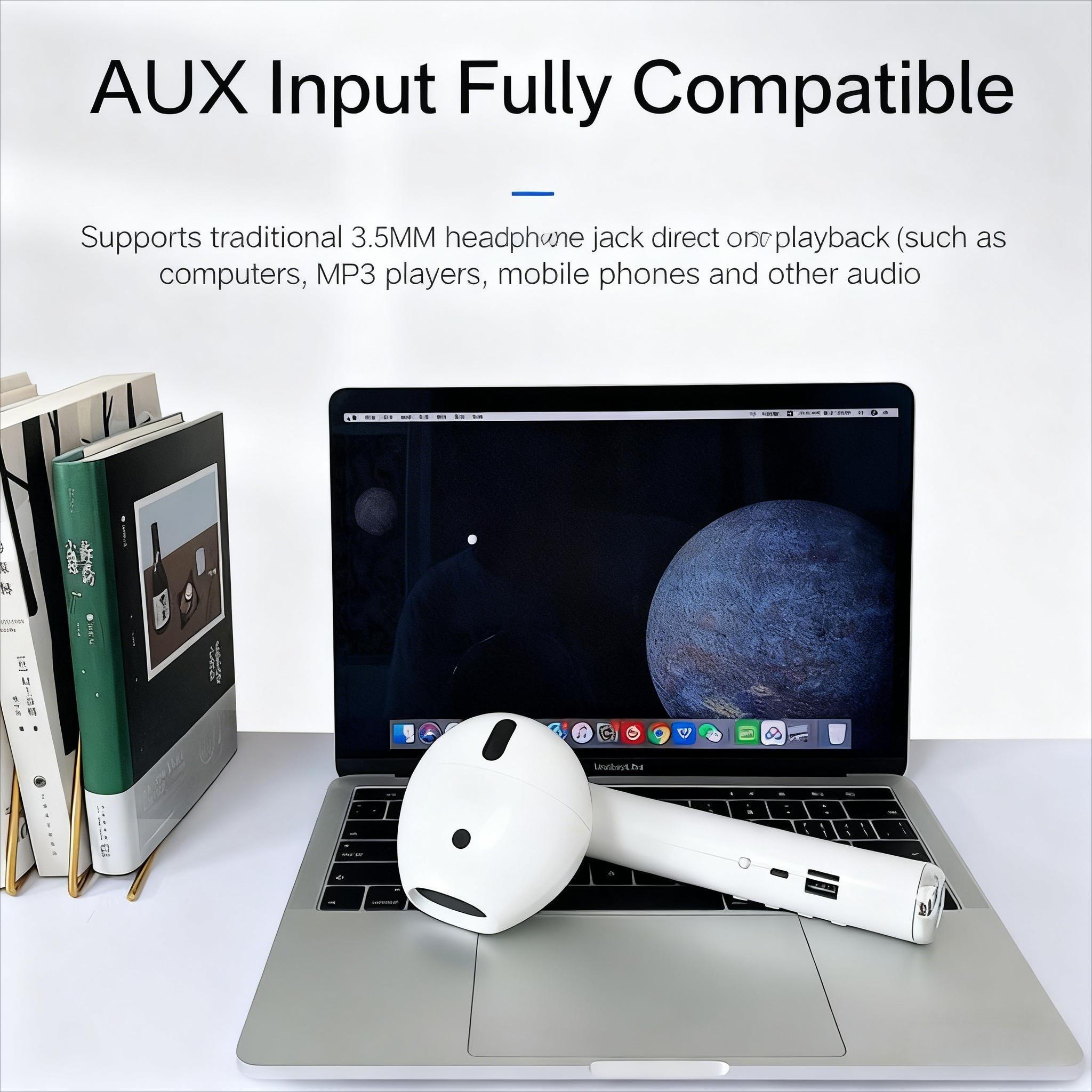 Wireless Earphone Shape Speaker, USB Charging, Microphone, Fm Radio, TF Card Support, Portable Speaker, Ideal for On-The-Go Use