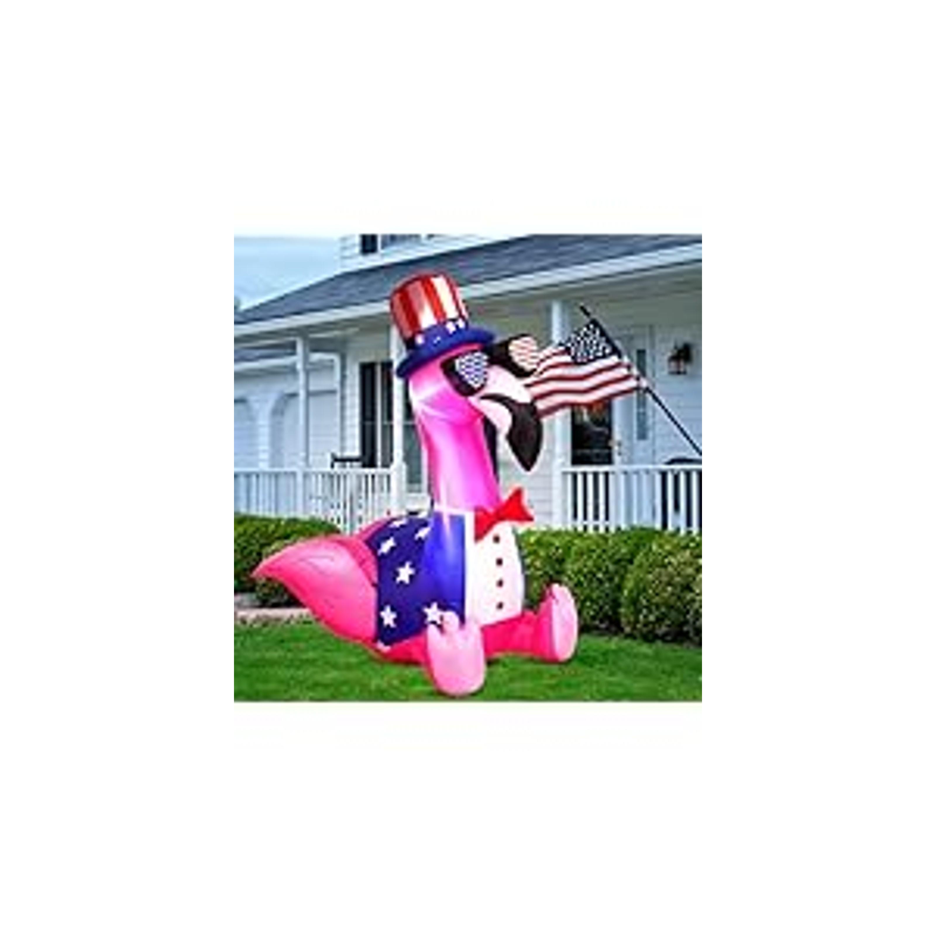 5 ft 4th of July Inflatables Outdoor Decorations Flamingo Patriotic Inflatables Independence Day Blow up with Built-in LEDs Lights for Yard Garden Lawn Memorial Holiday Party Decorfidget toys