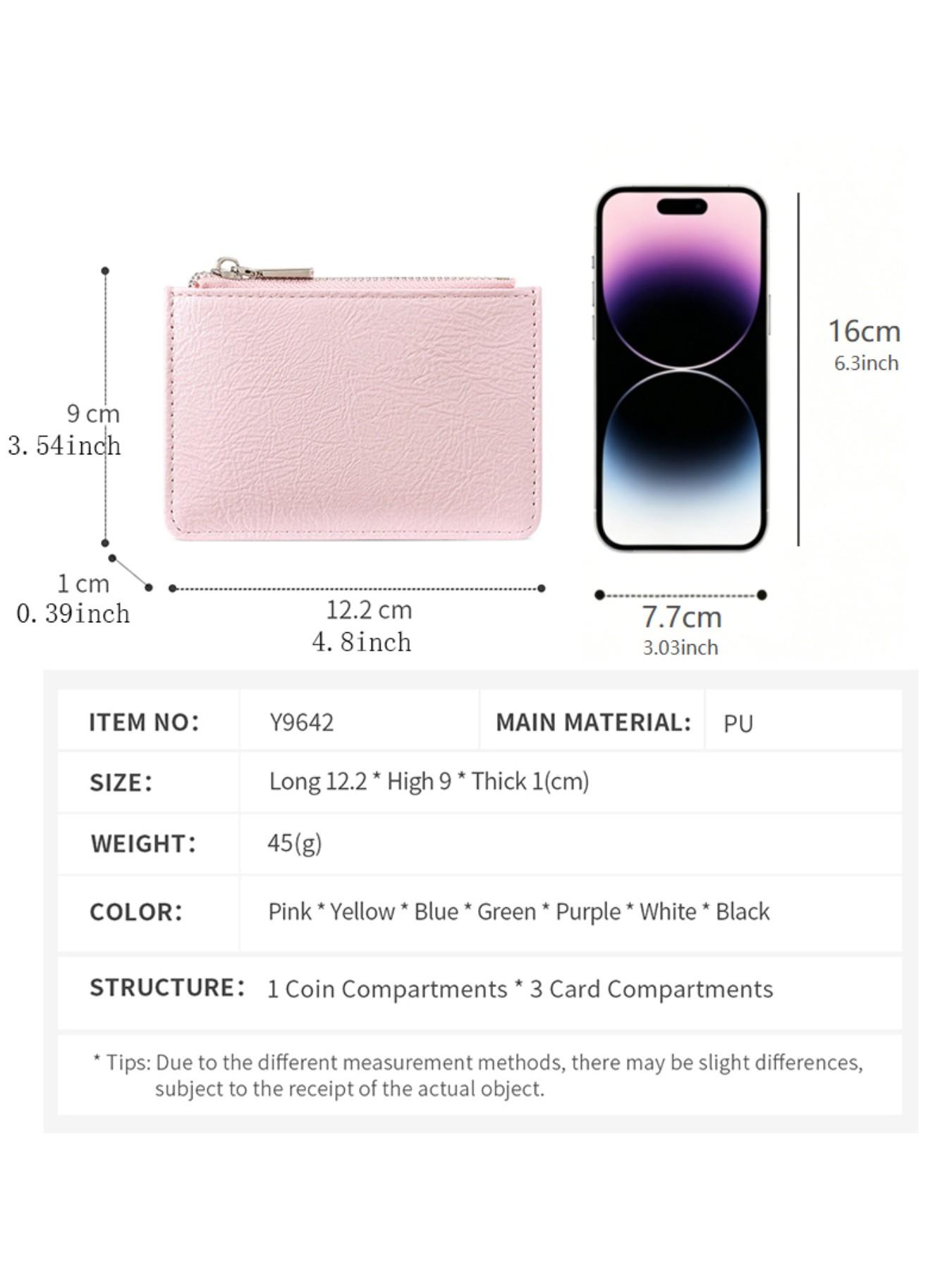 New Ultra-Thin PU Leather Wallet, Flat Pattern Coin Purse, ID Protection Case, Card Holder, Silver Color, Fashionable Accessory