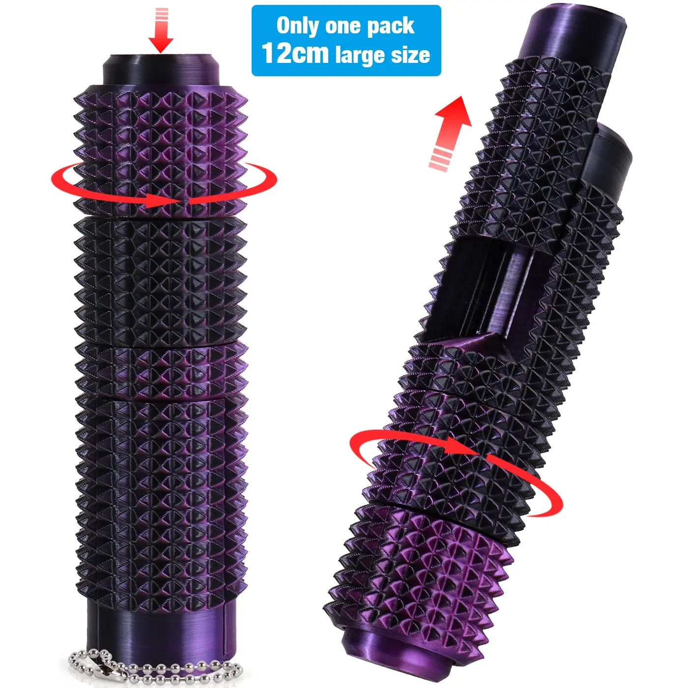 Large Size Spiky Sensory 5-In-1 Fidget Toy, Pain Stim Tool, Relaxation Stick, Keychain with Clicker, Spinner, Slider, Roller, Spiky Grip, Stress Relief for Adhd, Stress Relief Gadgets
