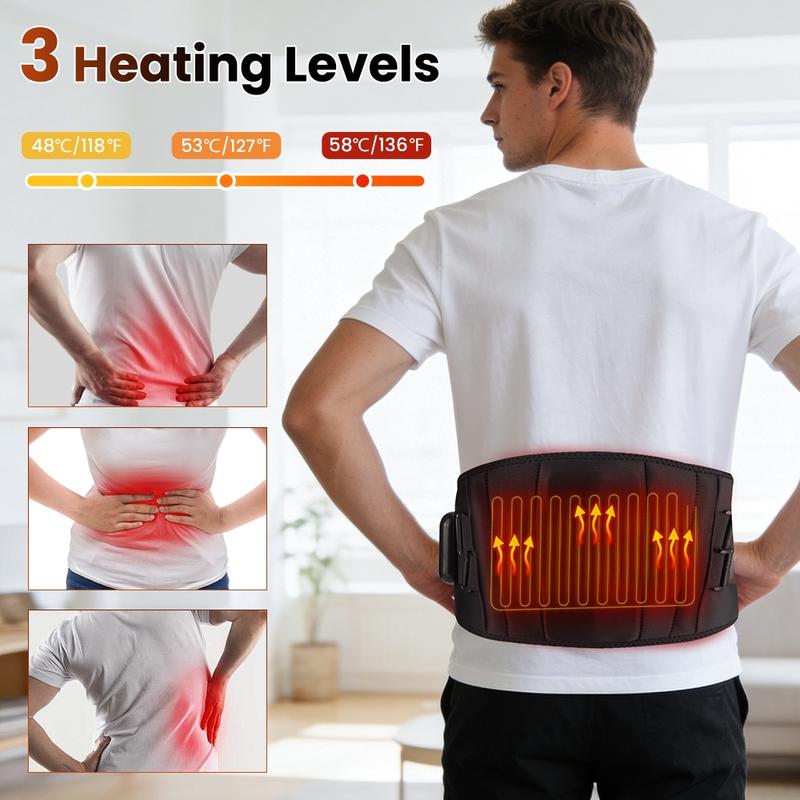 Heating Vibration Waist Massage Belt, 3 Temperature Settings, Back Waist Massager, Period Heaing Pads 15-Minute Automatic Timer