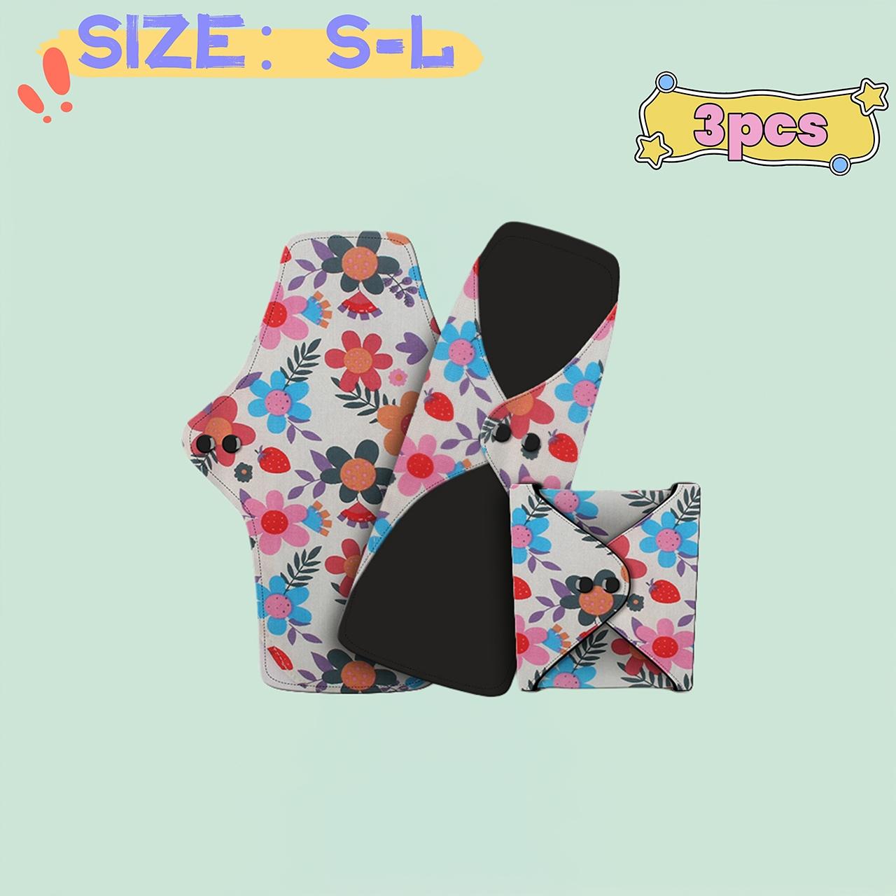 3pcs Reusable Pads Set, High Absorbency Leakproof Night & Day Use, Cotton Lining, Multiple Sizes, Postpartum Menstrual Incontinence Care