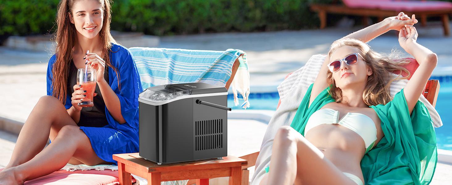 Portable Ice Maker Machine - 9 Cubes in 6 Mins! Self-Cleaning, Ultra-Quiet (40dB), 2 Ice Sizes w/ Basket & Scoop. Perfect for Kitchen, Office, Dorm, Parties Portable Ice Maker Machine - 9 Cubes in 6 Mins! Self-Cleaning, Ultra-Quiet (40dB), 2 Ice Sizes w/ Basket & Scoop. Perfect for Kitchen, Office, Dorm, Parties