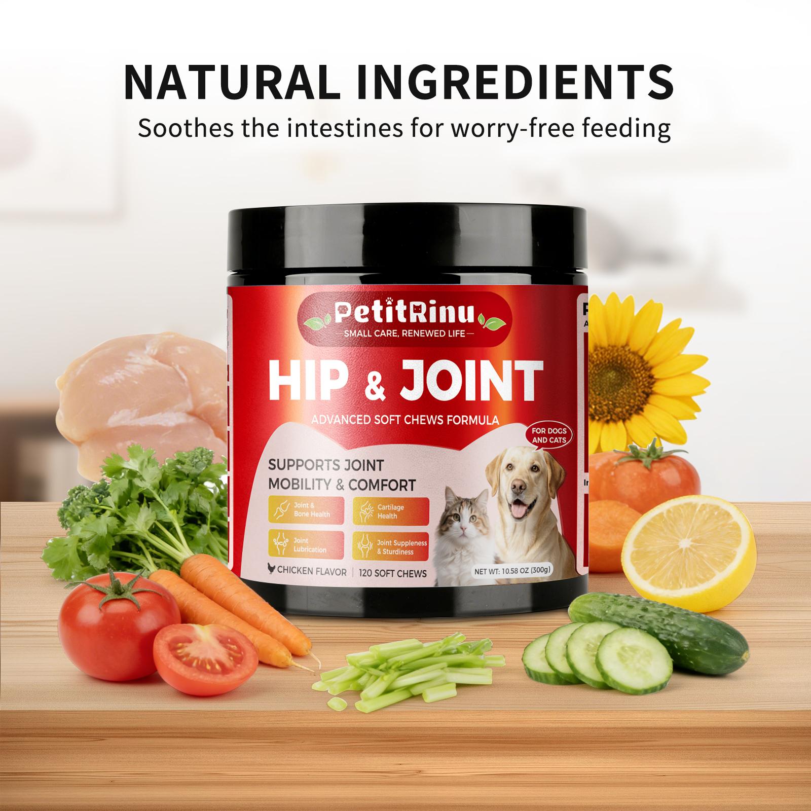 Dog Joint Supplement 120 Count Soft Chews, Hip & Joint Care for Senior Dogs, Puppy & Cats, Mobility Support Vitamins, Chicken Flavor Pet Health Supplement
