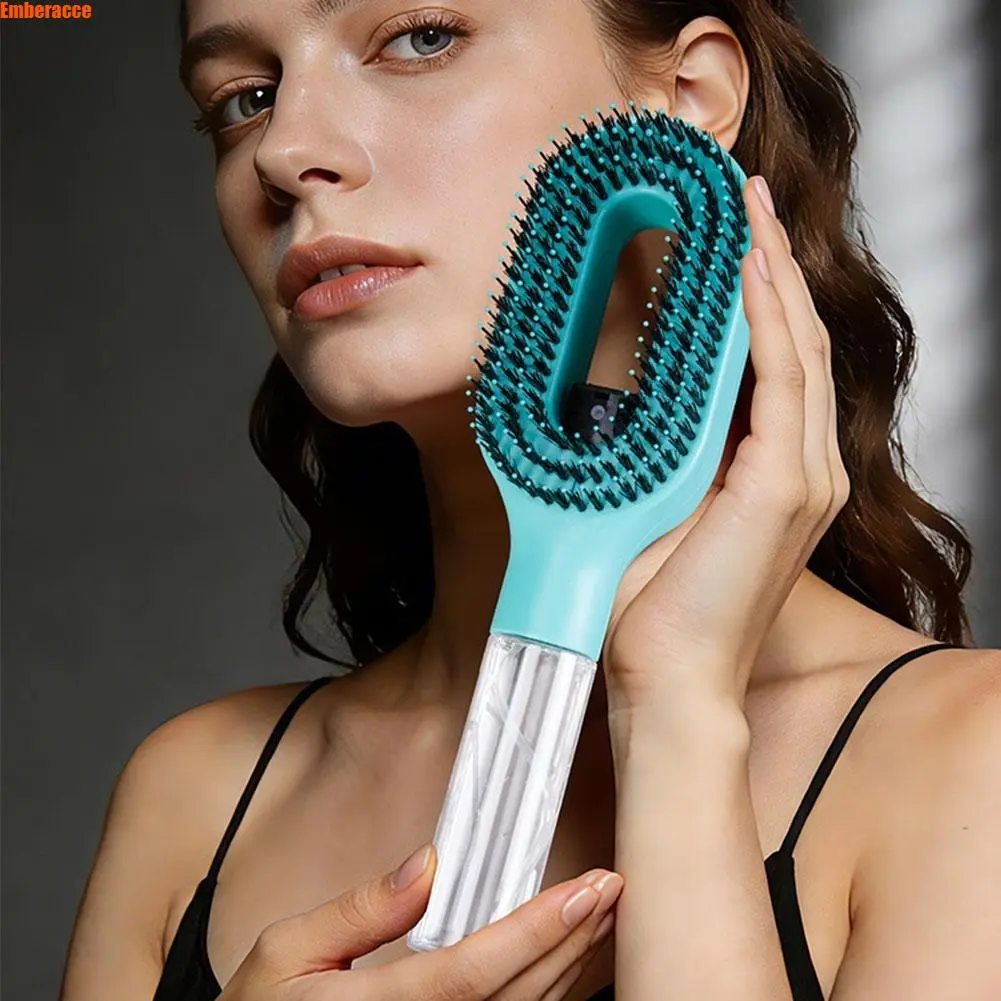 3-in-1 Mist Spray Hair Brush, Ionic Detangling Brush with Refillable 55ml Water Tank, Dual Bristle Hair Comb with Scalp Massage Tips for Dry, Curly, Thick & Knotted Hair, Anti-Frizz Styling