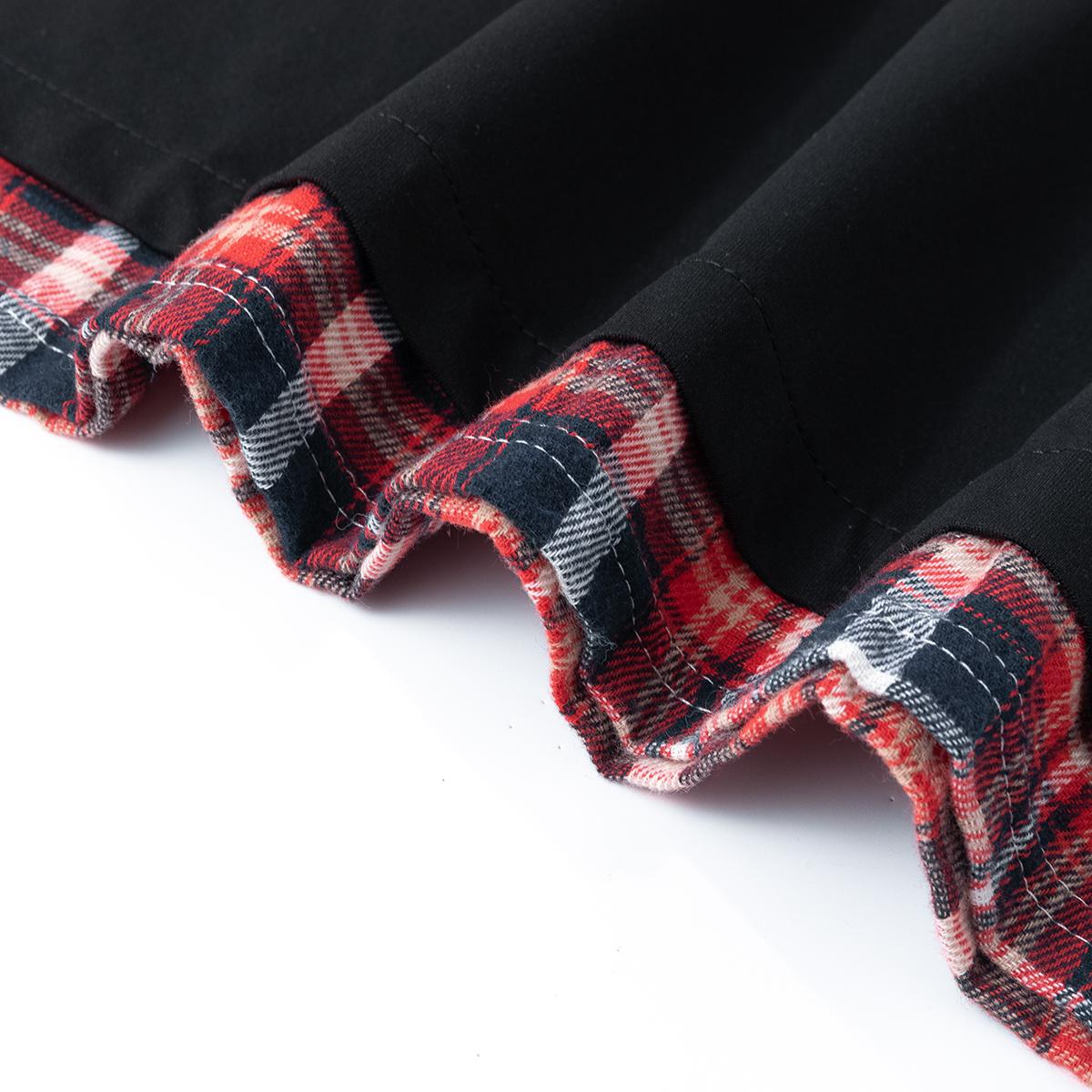 Plaid-Patchwork 2-Piece Set Mens Streetwear Casual Outfit with Contrast Plaid Hem, Elastic Waistband & Adjustable Drawstring for Daily Wear & Summer Outings