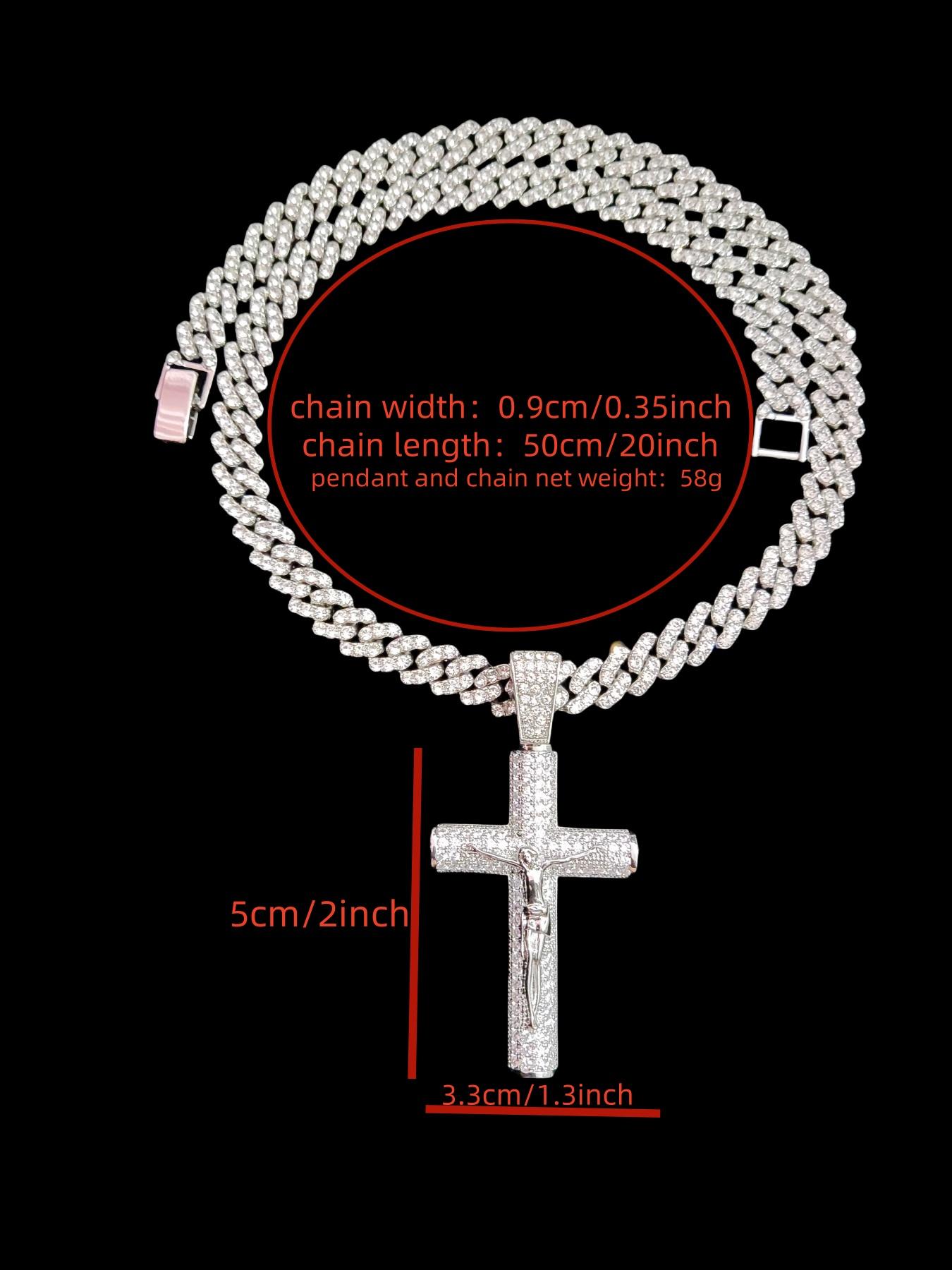 1Piece  Women Men Hiphop Cross and Jesus Shape Pendant Necklace Punk Vintage Hip Hop Iced Out Jewelry Bling Bling Necklace Is Perfect For Party Or Everyday Lovers' Gifts Cuban Cross Necklace