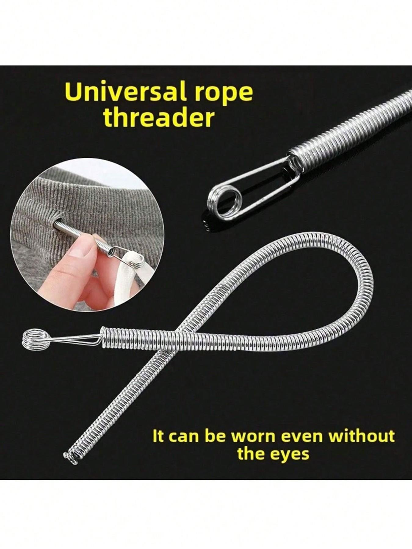 Spring-Loaded Flexible Drawstring Replacement Tool | 2-In-1 Elastic Band Inserter For Pants, Hoodies & Skirts | Home Essentials Kit With Waistband Stringer, No-Sew DIY Helper | Christmas Gift For Women (Steel Spring, Bendable Guide Tip)