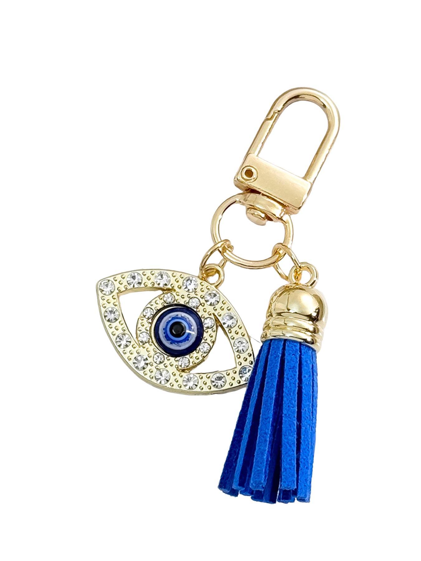 Fashion Creative Devil Eye and Elephant Palm Pendant Keychain Bag Charm, Friendship Gift, Unique Accessory for Daily Use