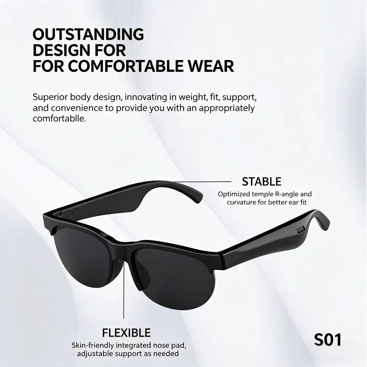 Universal Smart Eyewear, Supports Wireless Calling, Music, Clear HD Lenses, Touch Operation, Works with iOS & Android