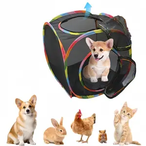 Cat Cube Tent, Rolling Cat Cube, Mesh Cube for Cats, Pet Play Cubic Outdoor, Folding Pop Open Pet Animal Playpen, Ventilated Pets Playhouse