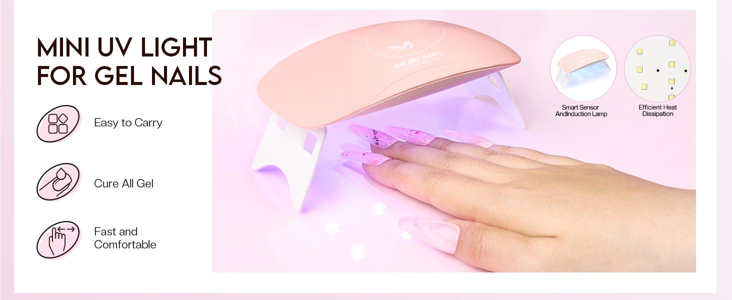 MOROVAN 1OZ 30g Poly Gel Nail Starter Kit: Large Capacity Poly Nail Gel Kit with UV Light - Clear Pink Poly Extension Gel for Beginners with Everything All In One Poly Gel Kits for Nail Manicure Starter