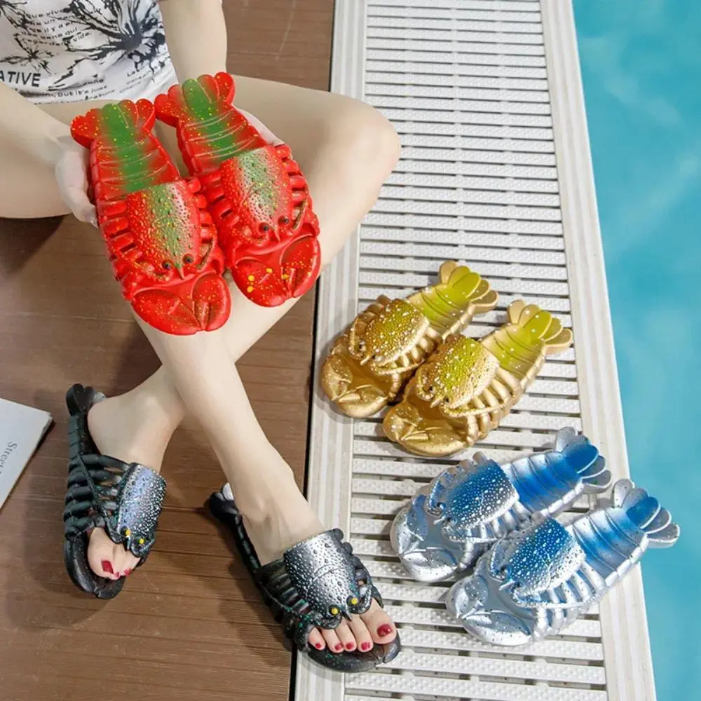 2026 New hot item Funny Waterproof Lobster Slides Slippers Non-Slip Quick-drying Shrimp Slippers Thick Light Weight Couple Sandals Beach