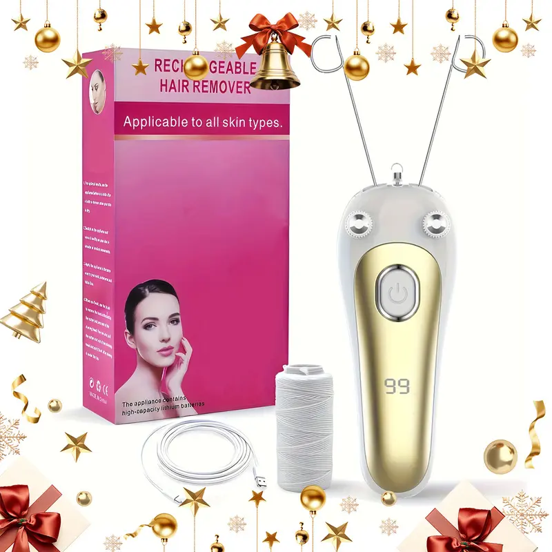 New Multi-Purpose Premium Women's Electric Threading Epilator, USB Rechargeable, LED Light, Multifunctional Beauty Epilator, Threading Epilator and Trimmer, Facial Beauty Instrument The Perfect Holiday Gift for Your Girlfriend
