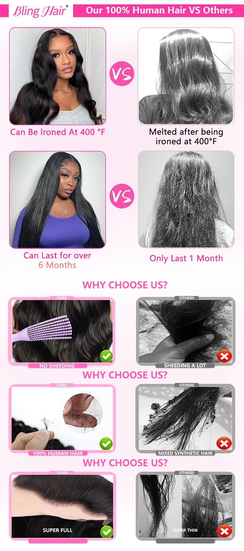 Bling Hair 6x4 5x5 HD Lace Easy Wear Straight Glueless Human Hair Wigs Pre Plucked Pre Cut Lace Closure Wigs for Beginners 180% Density Body Wave Lace Closure Wigs for Black Women #TikTokShopBlackFriday