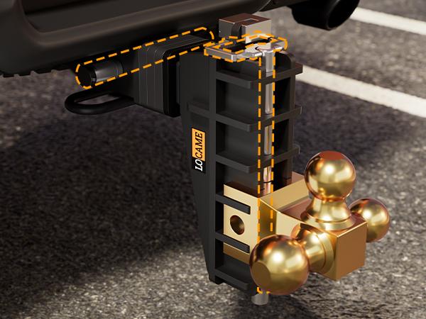 LOCAME Adjustable Trailer Hitch with Hook, Tri-Ball (1-7/8", 2", 2-5/16") Drop Hitch, Fits 2 Inch Receiver, 6" Drop Down Hitch, 17000 LBS Heavy Duty Truck, Solid Ball Mount, Gold, LOCAME Adjustable Trailer Hitch with Hook, Tri-Ball (1-7/8", 2", 2-5/16") Drop Hitch, Fits 2 Inch Receiver, 6" Drop Down Hitch, 17000 LBS Heavy Duty Truck, Solid Ball Mount, Gold,
