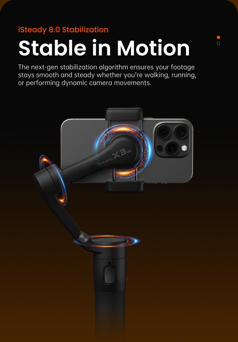 hohem iSteady X3 SE Gimbal Stabilizer for iPhone, Smartphone Foldable Gimbal with Detachable Remote Control, Portable Foldable 3-Axis Phone Gimbal for Android & iPhone17 series, Ideal for Travel Vlogging