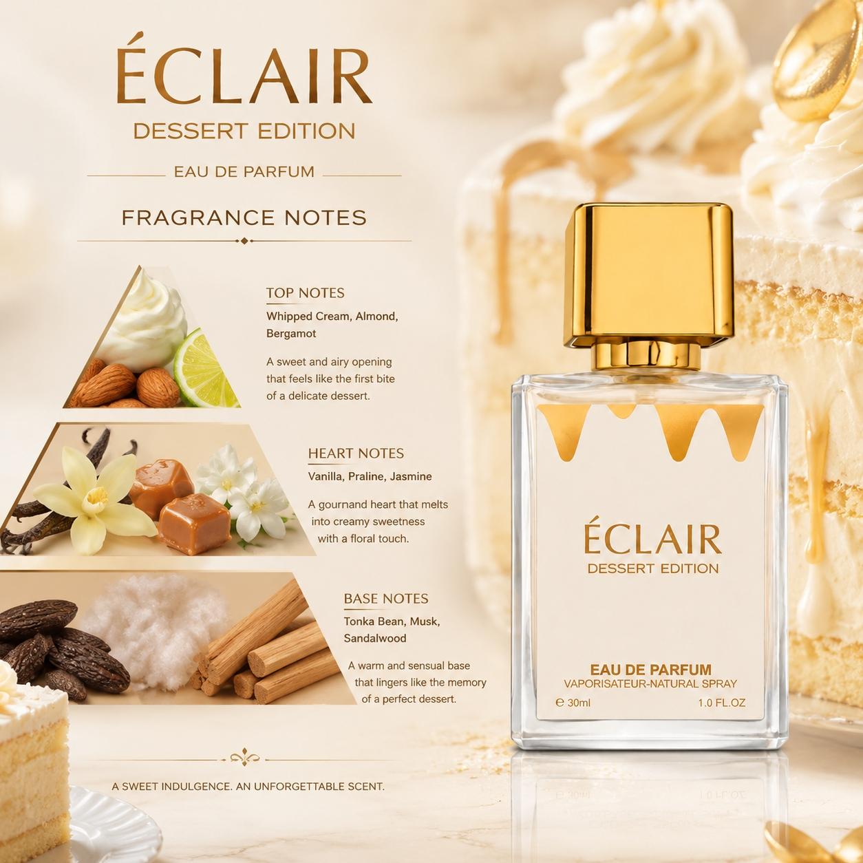 Women's Perfume, Cake Food Scent, Aromatic Chic Gourmand, Sweet Aroma, 30ML Compact Bottle, Long-Lasting Romantic Fragrance, Daily Wear Fragrance, Elegant Gift, Perfect for Daily Use
