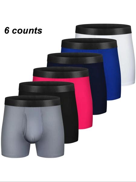 Men's Solid Color / Letter Tape Stretchy Boxer Briefs, Casual Comfy Slim Fit Breathable Moisture Absorption Opening Crotch Underwear for Daily Wear, Mens Underwear for All Seasons, Undergarments, Athleisure Menswear, Underwear Boxer Briefs