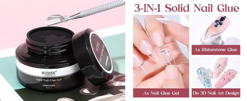 MIZHSE 6-in-1 Nail Kit – Solid Glue, 240pcs Almond Tips, UV Lamp, DIY Extension Set