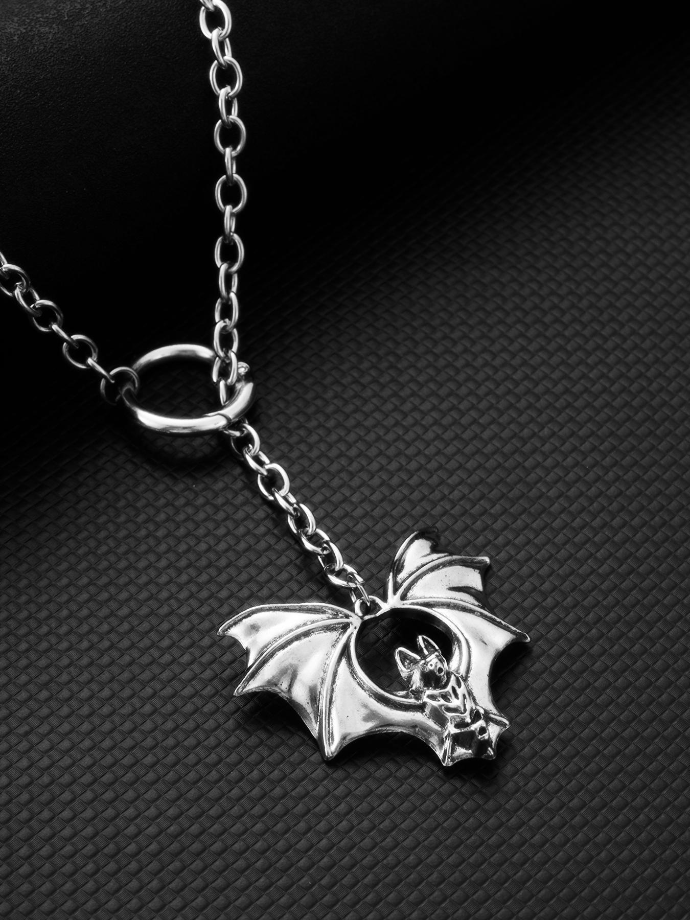 Gothic Dark Style Bat Pendant Long Necklace, Vintage Punk Unisex Party Design, Unique Personalized Jewelry for Men and Women, Gothic Mystery Jewelry Gothic Dark Style Bat Pendant Long Necklace, Vintage Punk Unisex Party Design, Unique Personalized Jewelry for Men and Women, Gothic Mystery Jewelry