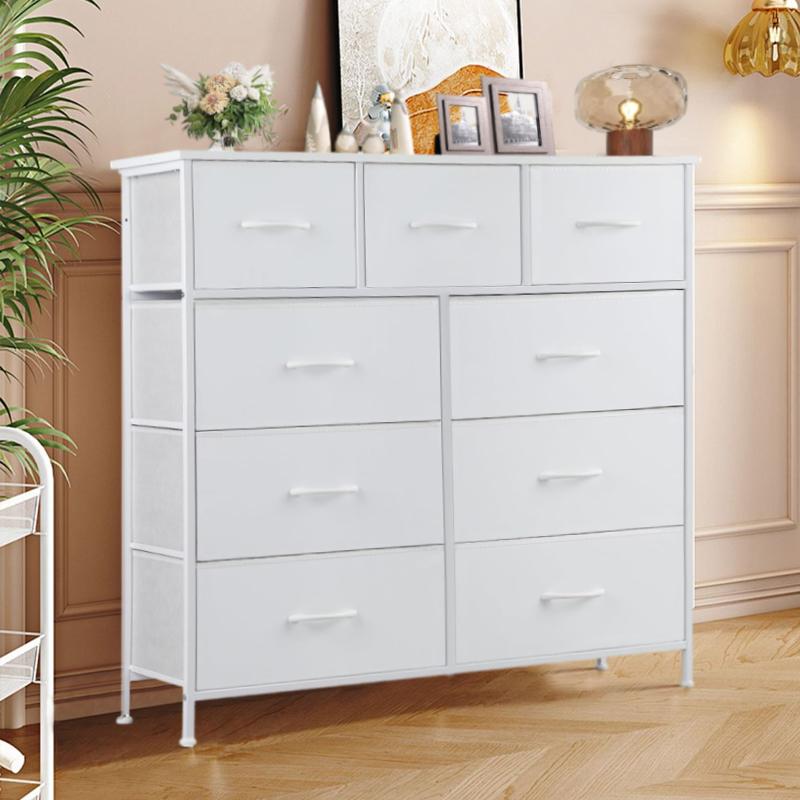 9 Drawer Dresser for Bedroom, Fabric Tall Dressers & Chests of Drawers, Organizer Storage Tower for Bedroom, Living Room, Hallway, Closet, Girls, Bedroom Furniture, Dresser Cabinet, Storage Shelf