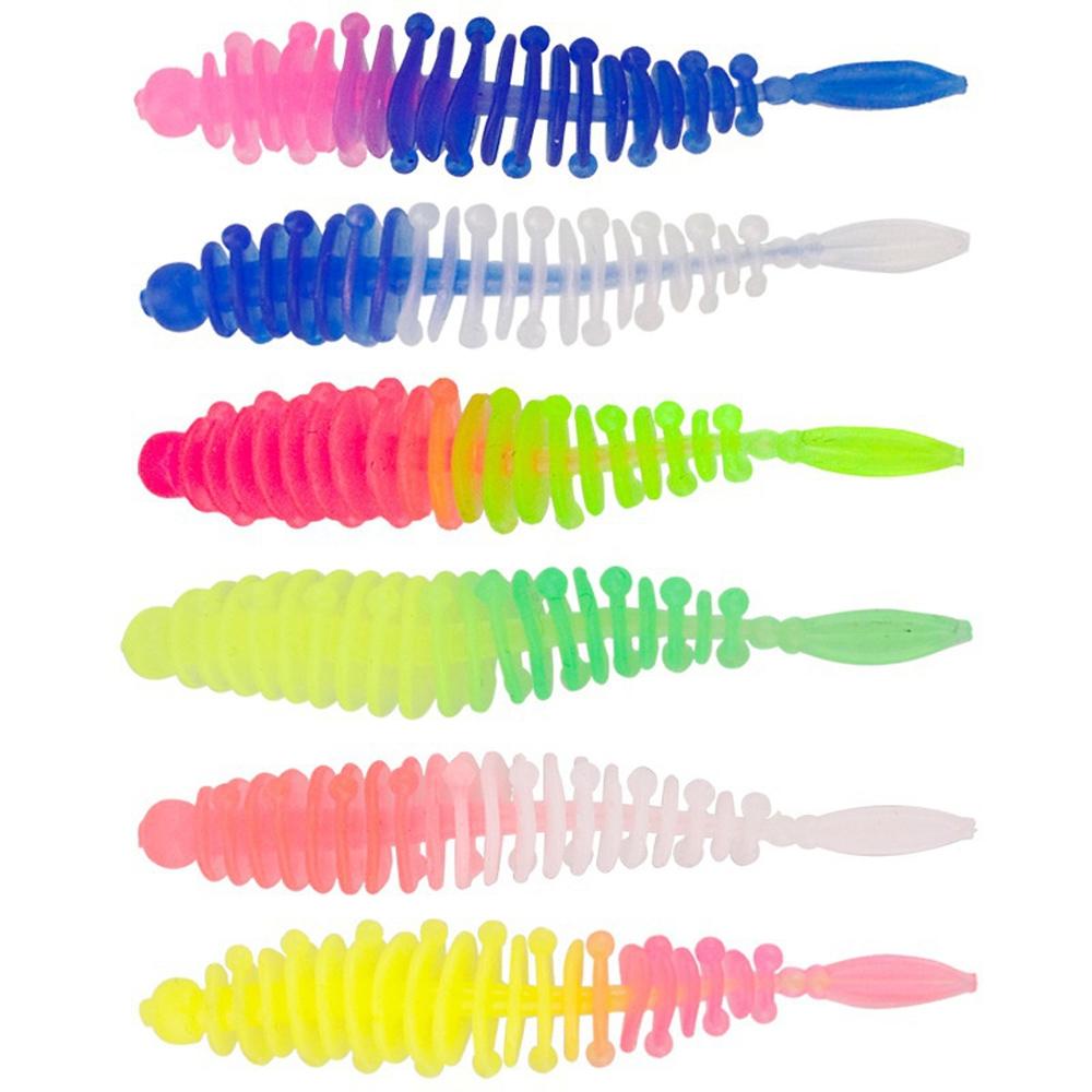 Micro Bionic Threaded Soft Lure Kit: 5.5cm 1.2g High-Sensitivity Silicone Baits, Fresh & Saltwater Fishing Gear, Multi-Color Portable Upgrade, Essential Soft Worms for Lure Fishing.