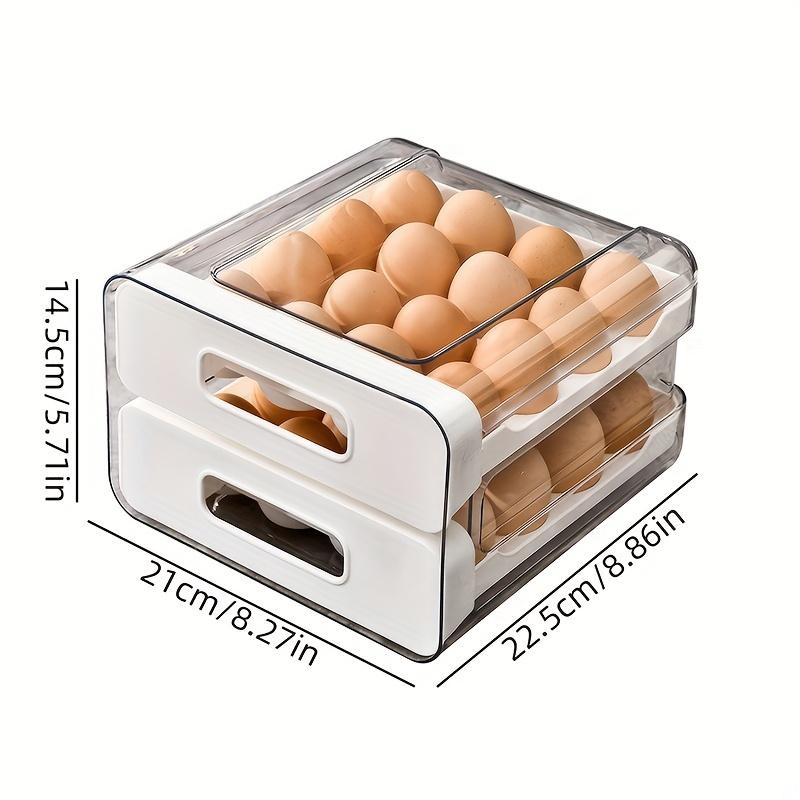Large Capacity Refrigerator Egg Rack, 2 Layer Storage Box for 32 Eggs, Transparent Plastic Egg Tray, Fridge Organizer Container