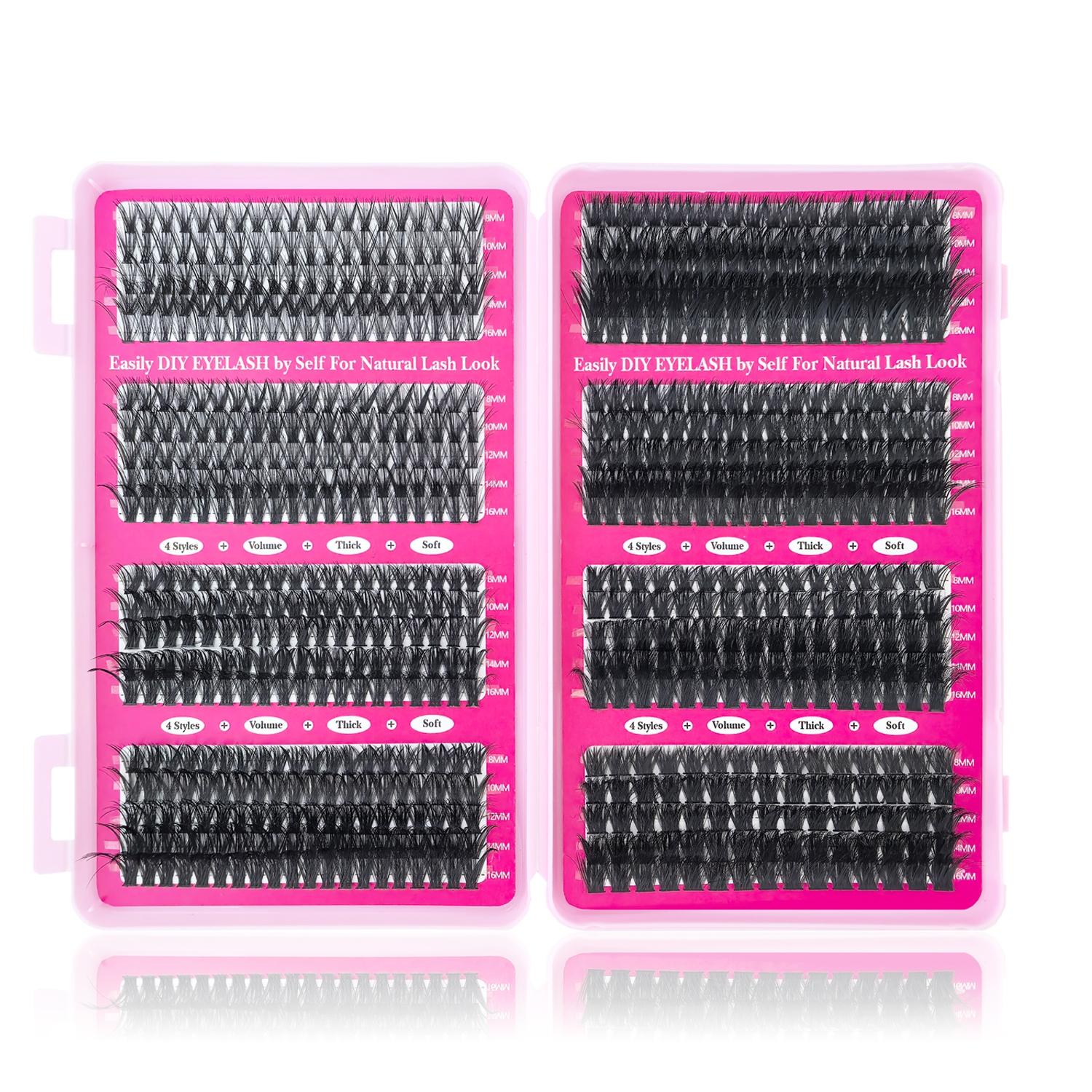 Self Adhesive Individual Lash Extensions D Curl 30D-150D Fluffy Cluster Lashes, Reusable Thick Natural 8-16mm Mixed, Dramatic Look for Party Wedding Daily Music Festival Women Gift