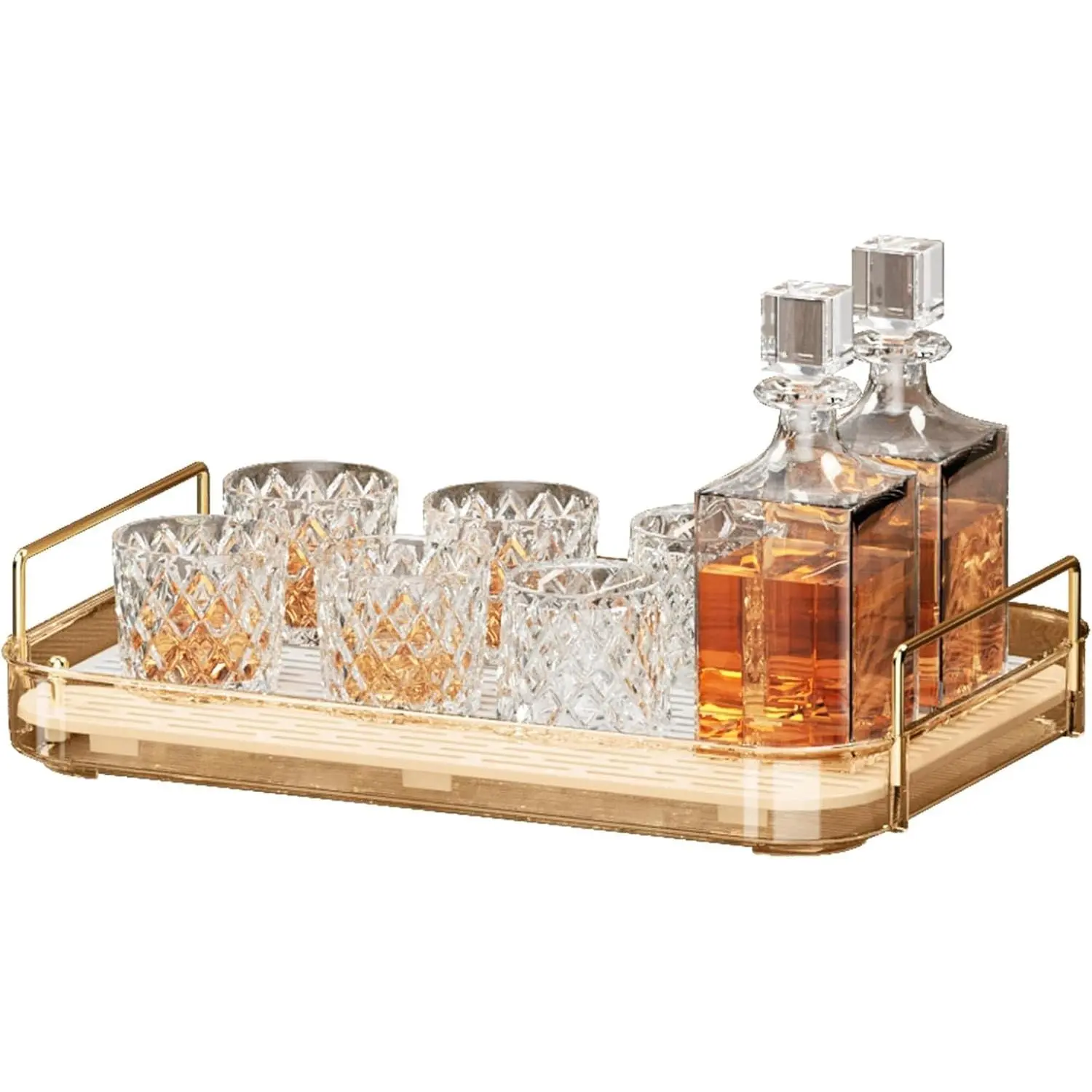 Whiskey Tray, Glass Cup Rack, Mug Holder, Coffee Cup Organizer, Bathroom Countertop with Drain Board Wine Glass Decorative Organizer, Food Tray, Kitchen Spice Rack