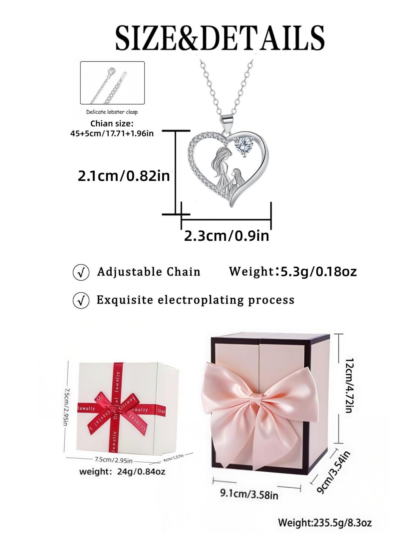 Pink Heart Shadow Exquisite heart-shaped fashion luxury gem necklace for mother and daughter.Paired with a preserved rose & teddy bear jewelry gift box.Perfect mysterious gift for festivals, birthdays, Valentine's Day, Mother's Day and Christmas.