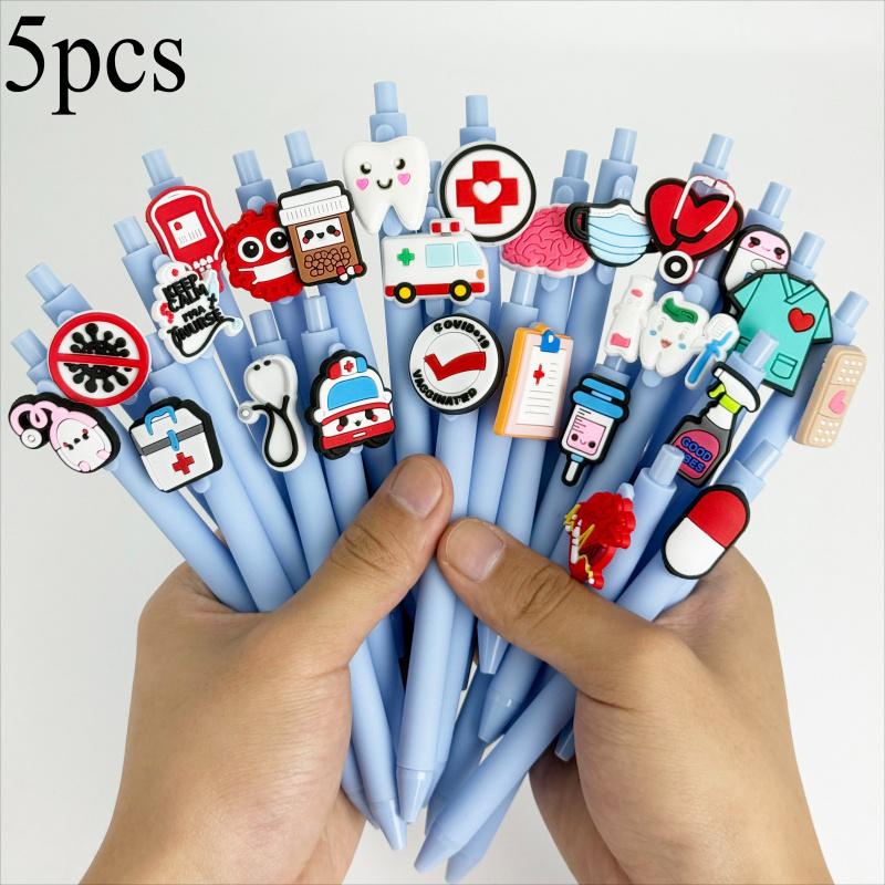 5/15/25pcs Creative Minimalist Medical Healthcare Doctor Adjustable Rollerball Pens Campus Design Back-to-School Season Doctor Series Press-to-Use Ballpoint Pens Random Colors Aesthetic Pens