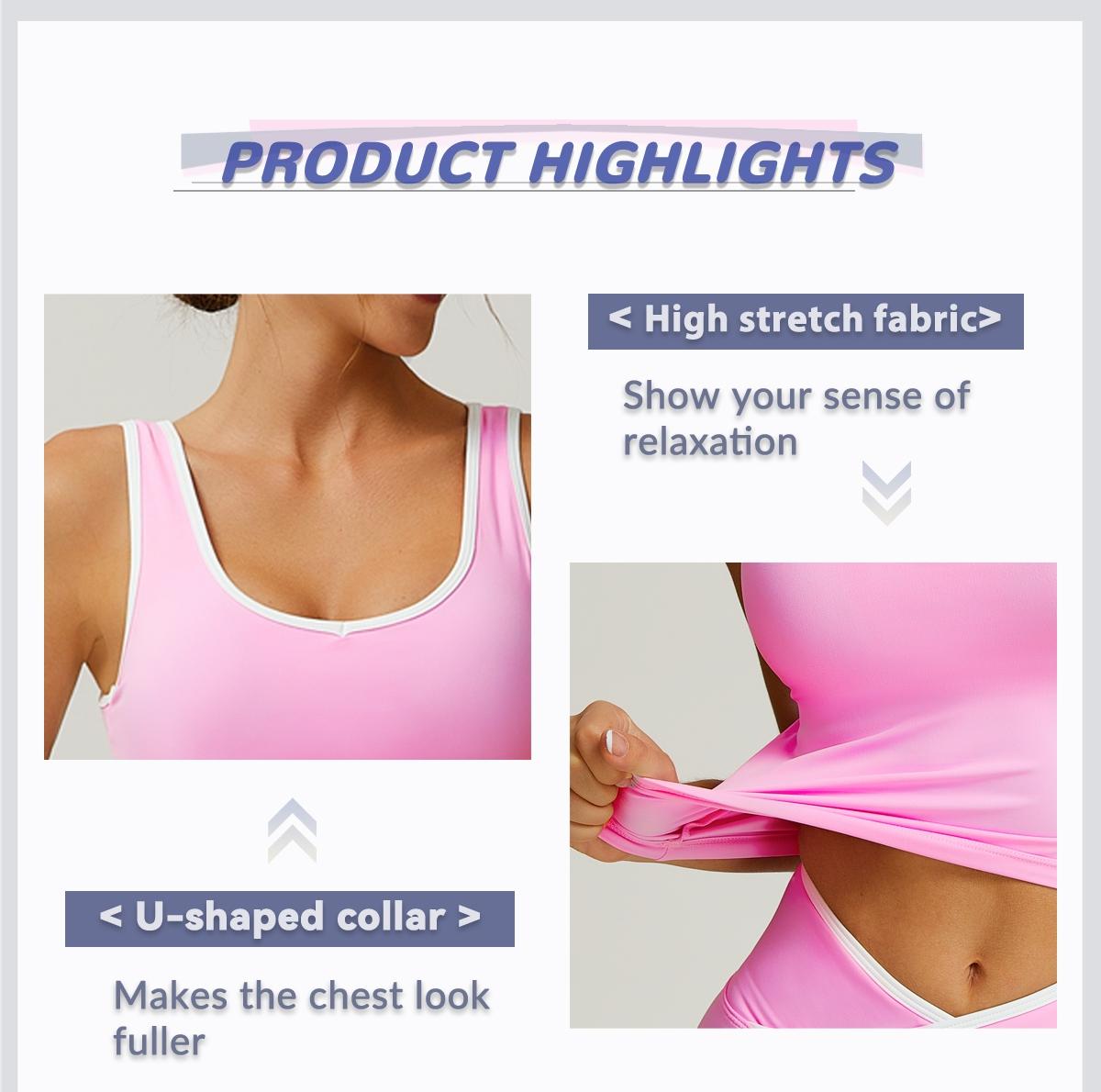 2 piece set women's patchwork high elasticity soft U-neck wide shoulder strap vest cross waist shorts yoga suit set for all seasons running, cycling, hiking, walking fashion set gym sports training Workout Running Clothes versatile vest shorts