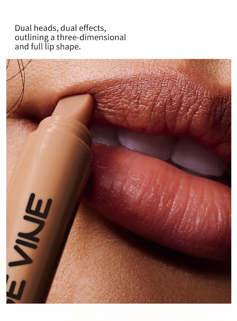 Matte Smooth Peptide Lip Liner, Nude Lipstick Dual-Use Pen, Neutral Tone, Sheglam Makeup Essential, Natural Lip Effect, Daily Use