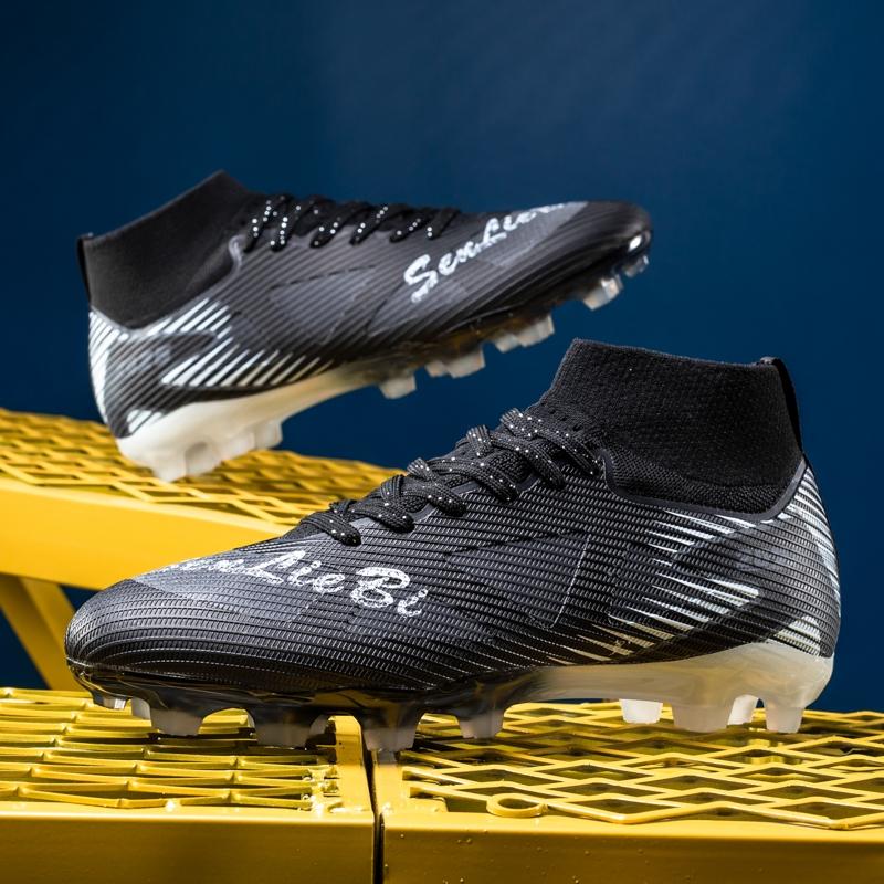 Unisex Professional Ag Football Cleats, Speed Cleats, Outdoor Sports Soccer Boots, Long Studs High Top, Artificial Grass Shoes, Turf Shoes, Lightweight Comfortable