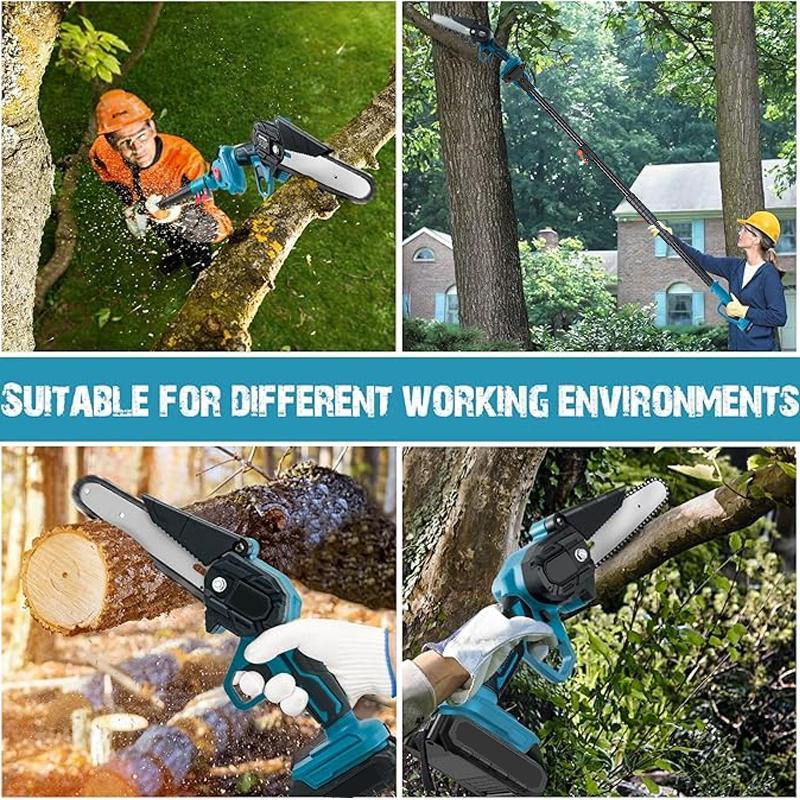 2-IN-1 Cordless Pole Saw & 6'' Mini Chainsaw, 2 Pack  Battery Powered Pole Saw, Telescoping Electric Pole Chainsaw, Angle Adjustable Electric Pole Saws for Tree Trimming, Wood Cutting