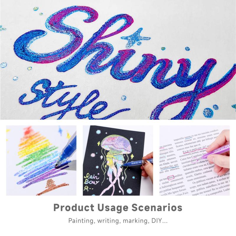 Super Shining Gel Pens,Glitter Gel Pens, 16Pack Colored Pens for Black Paper & White Paper, 1.0mm Point Pens, Large Capacity Ink Pens for Coloring, Writing, Drawing, Journaling, Note Taking,Journaling & Creative Art Supplies