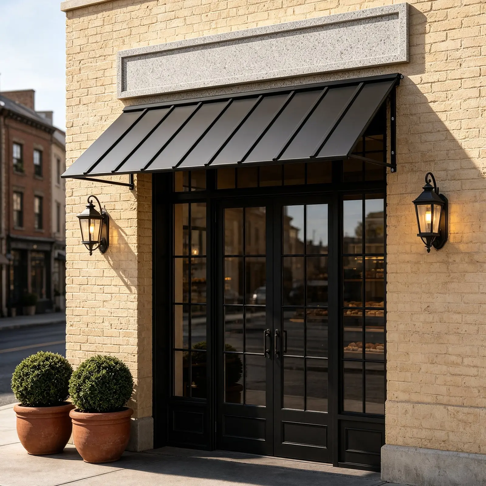 【toolupgrade】VEVOR Fixed Metal Awning 104x 36 in, Window Awning Door Canopy, Stable Triangle Steel Frame Awnings for Doors Exterior Rain, Snow Sunlight Protection for Door Entrance, Windows, Porches, Balconies