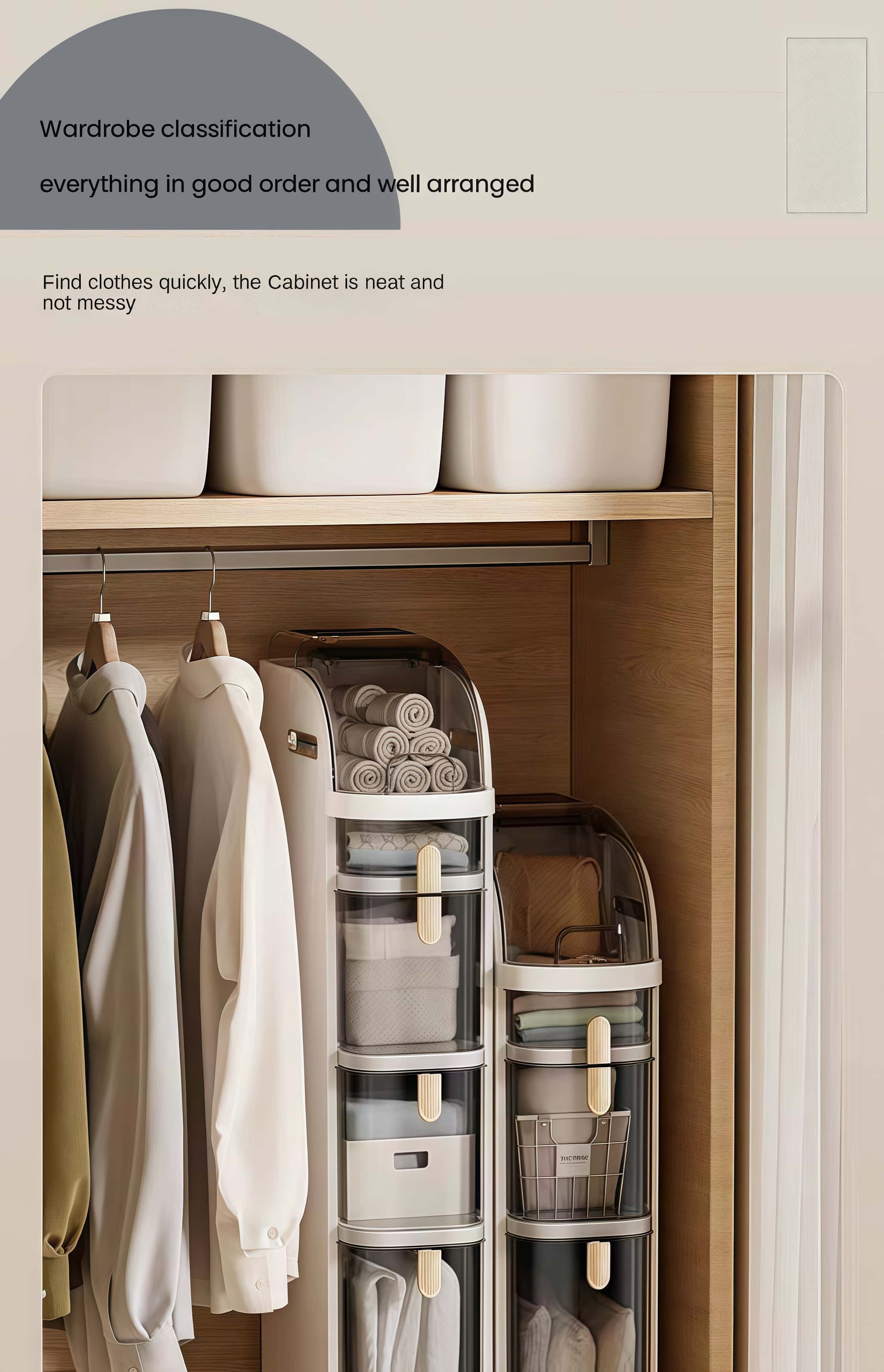 UFORU Space-Saving Multilayer Bathroom Storage Cabinets - 4-Tier Slim Design with Transparent Drawers & Removable Top Tray for Efficient Organization