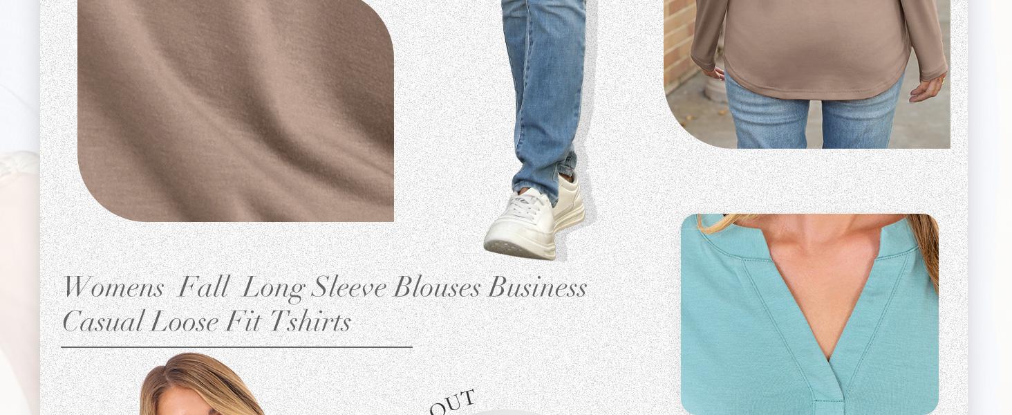 ANRABESS Womens Long Sleeve Shirts V Neck Dressy Casual Blouse Loose Fit Tunic Tops 2025 Fall Trendy Outfits