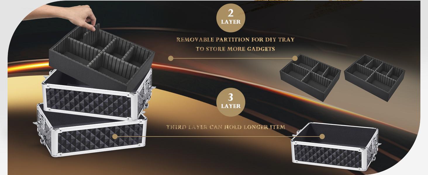 Joligrace 4 in 1 Rolling Makeup Train Case Large Cosmetic Trolley Box with Key Swivel Wheels Salon Barber Case