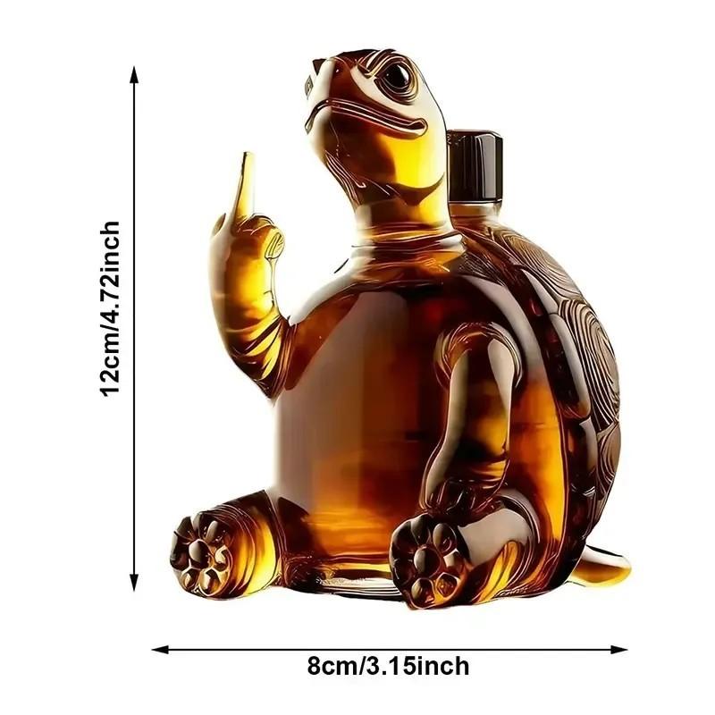 Whiskey Decanter and Glass Set, Fun Middle Finger Turtle Design, 10-Ounce Capacity, Ideal for Whiskey/wine, Decorative for Bars/offices/homes