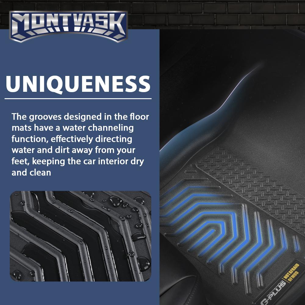 CROSSDESIGN TPE Car Floor Mats Waterpoof Fit For 2013-2019 Ford Escape 13-18 Ford C-Max All Weather TPE LinersFord C - Max, Front & 2nd Row Liner Black, 3 pc