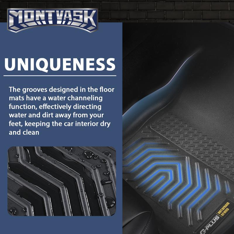 CROSSDESIGN TPE Car Floor Mats Waterpoof Fit For 2013-2019 Ford Escape 13-18 Ford C-Max All Weather TPE LinersFord C - Max, Front & 2nd Row Liner Black, 3 pc