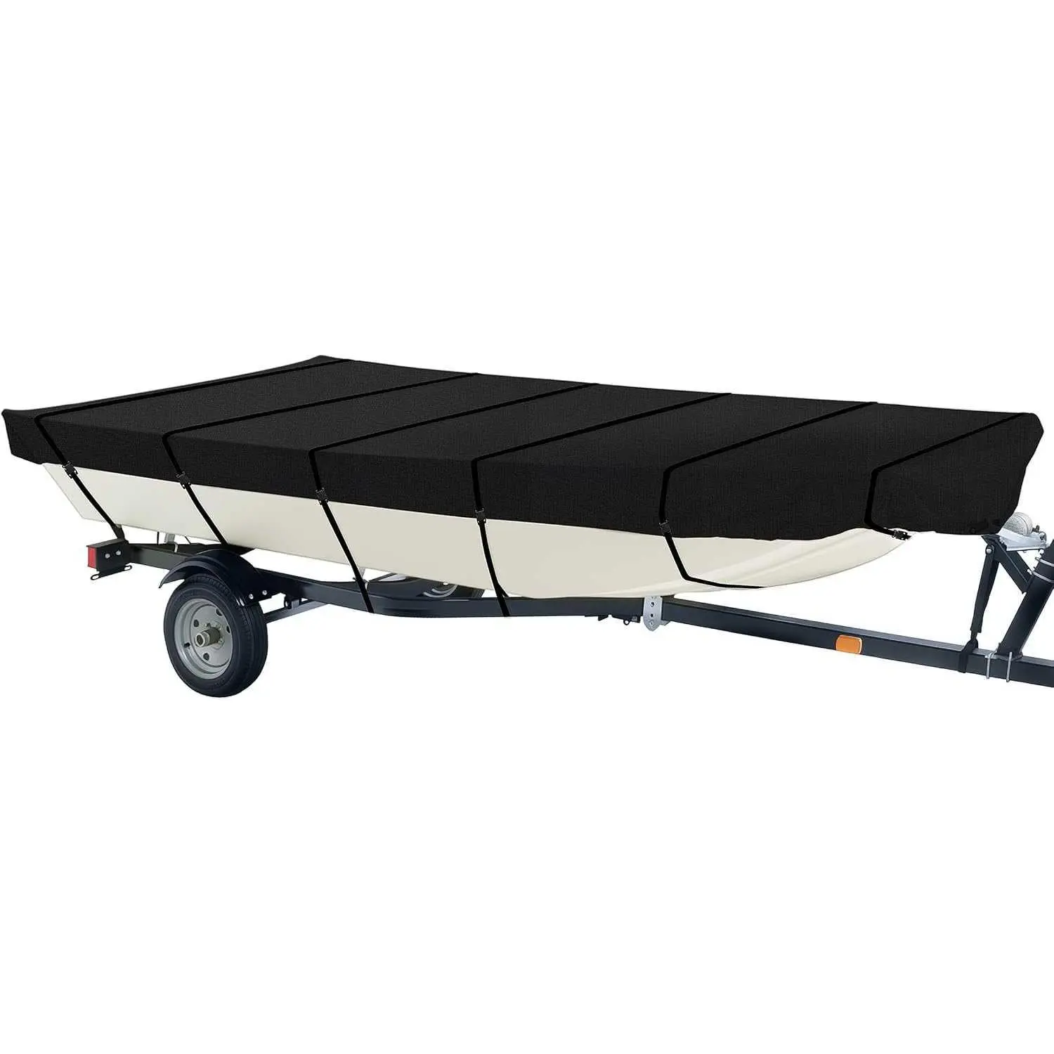 iCOVER Jon Boat Cover 14ft, Heavy Duty Waterproof Marine Grade Polyester Canvas Mooring Cover, Anti-UV Trailerable Jon Boat Covers, Fits Boa DL260808D05