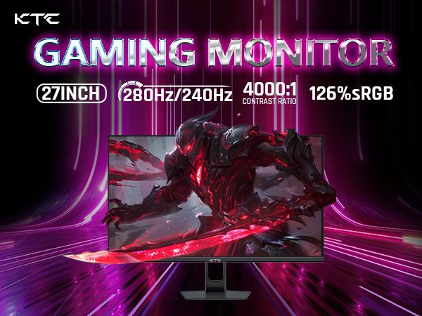 KTC 27'' FHD DP@280Hz Gaming Monitor, FHD 1920*1080P HDMI@240Hz PC Computer Monitor, Fast VA Panel, 1ms GTG, Adaptive-Sync, HDR10 Support, 4000:1 contrast ratio, 126% sRGB, HDMI and Displayport Inputs, H27E22P