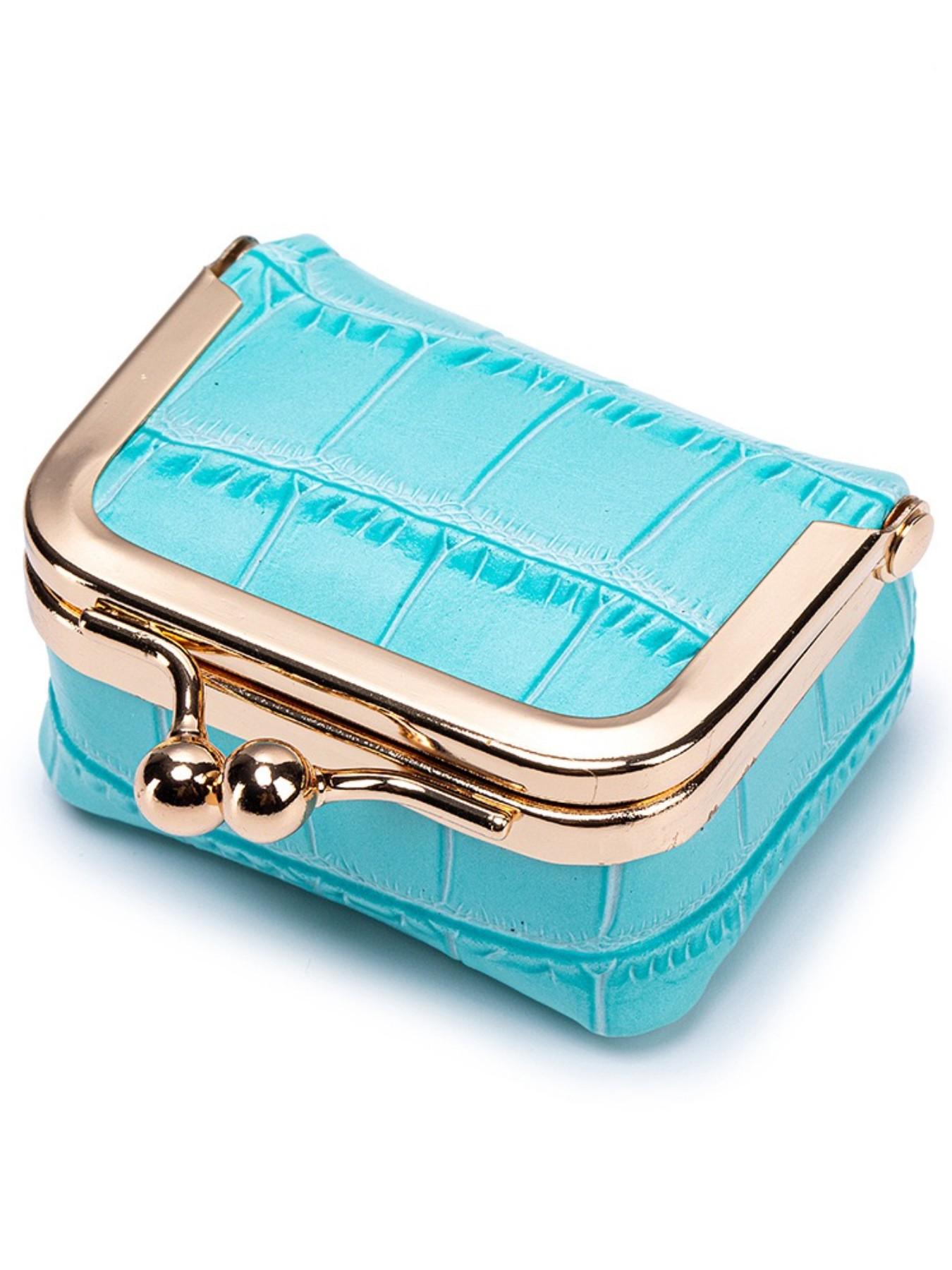 Mini Alligator Pattern Lock，top-grain leather  Jewelry Box, Multi-Functional Portable Coin Purse/earphone Storage Bag, Retro Cute Design